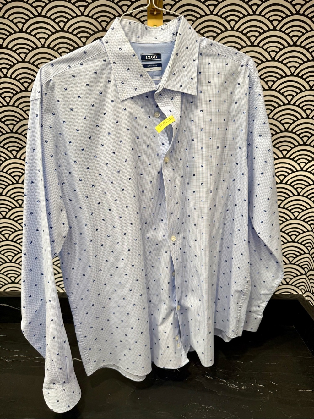 Izod Light Blue Micro-Print Crab Men’s Dress Shirt